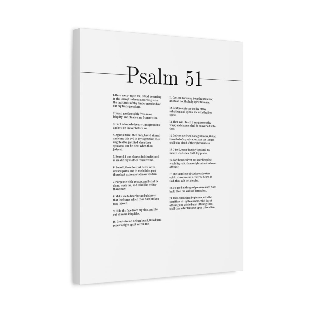 Scripture Canvas God Of My Salvation Psalm 51 Christian Wall Art Ready to Hang
